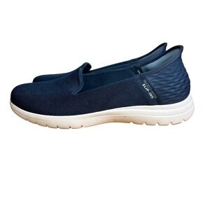 Skechers Slip Ins Hands Free Sneakers Womens Size 10 Navy Air Cooled Memory Foam